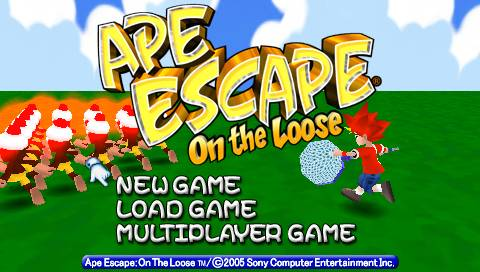 Ape Escape On The Loose title screen for PSP